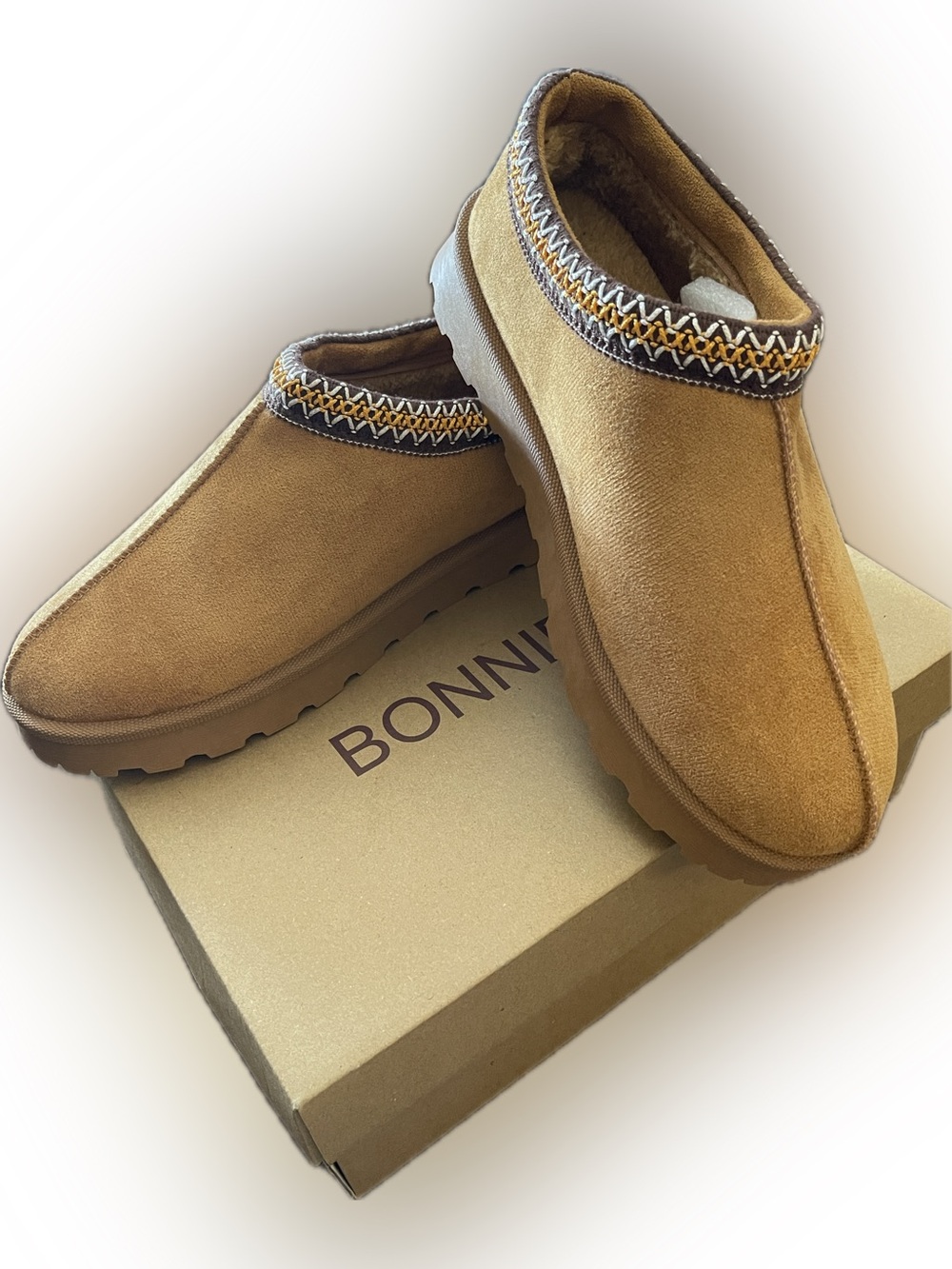 Tan Slip-On Suede Mules (NEW IN BOX)